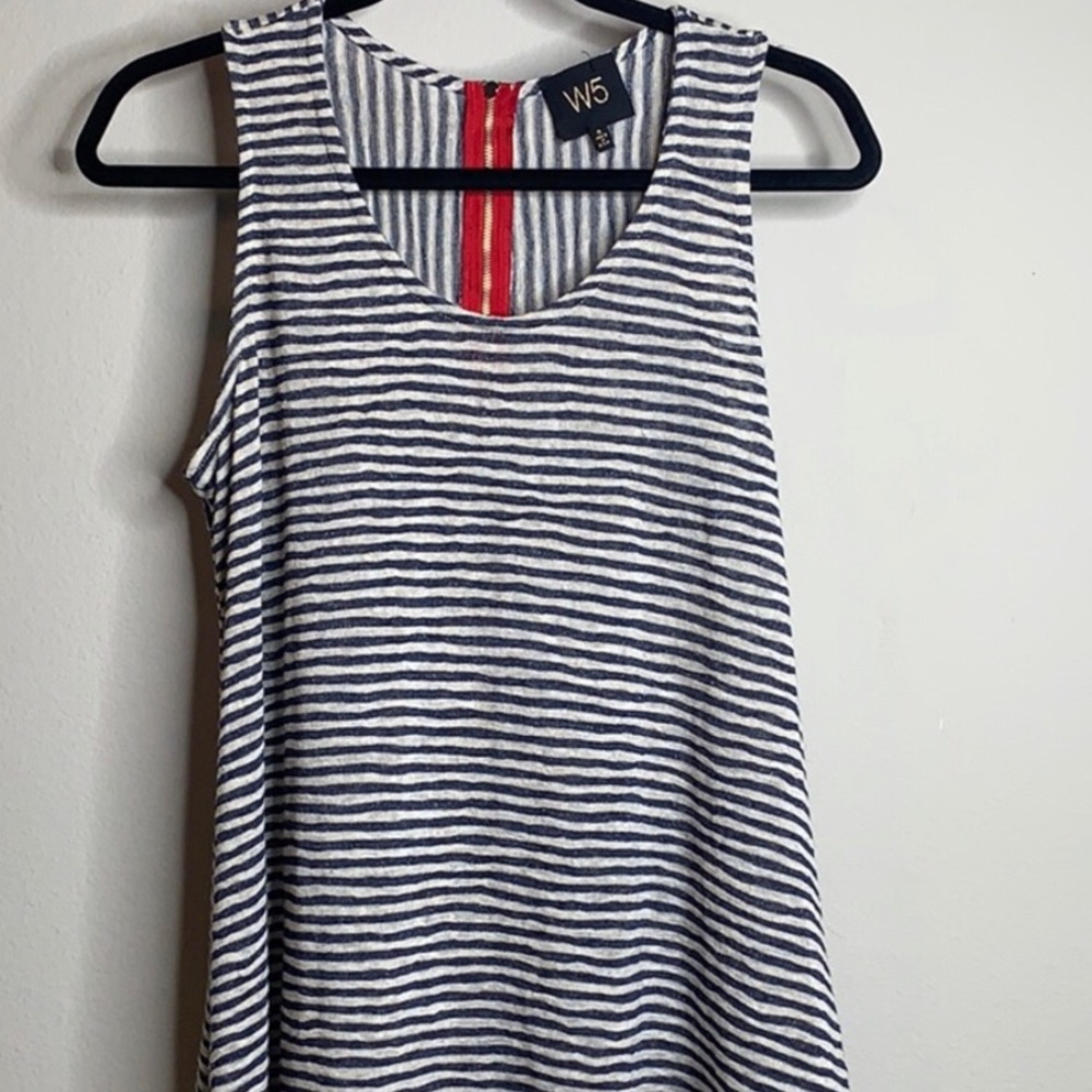 anthropologie blue and white stripe flowy tank top